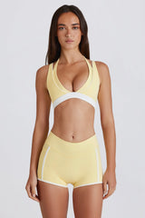 Soft Active Contrast Mini Shorts in Lemon