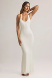 Modal Halterneck Maxi Dress in White