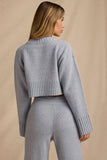Ribbed Knit Cropped Jumper in Soft Blue