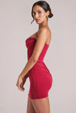 Bandeau Bodycon Mini Dress in Cherry Red