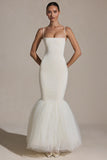 Tulle Hem Fishtail Gown in Ivory