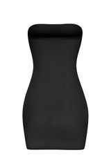 Soft Sheer Mesh Bandeau Mini Slip Dress in Black