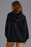 Cotton Fleece Appliqué Oversized Hoodie in Black