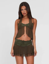 ADELINA MINI SKIRT GREEN KHAKI GREEN IVORY