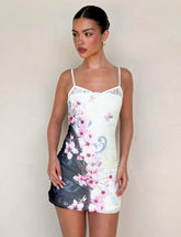 COLSON MESH MINI DRESS MULTI FLORAL CHERRY BLOSSOM