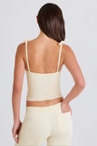 Ribbed Knit Tie Tank Top in Cream