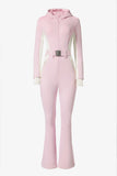 Waterproof Hooded Fitted Ski Suit in Powder Pink