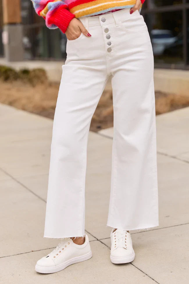Malia White High Rise Wide Leg Jeans