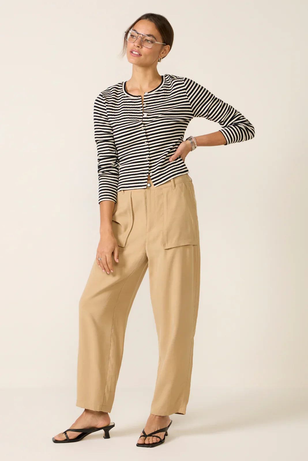 Kara Stripe Pointelle Top