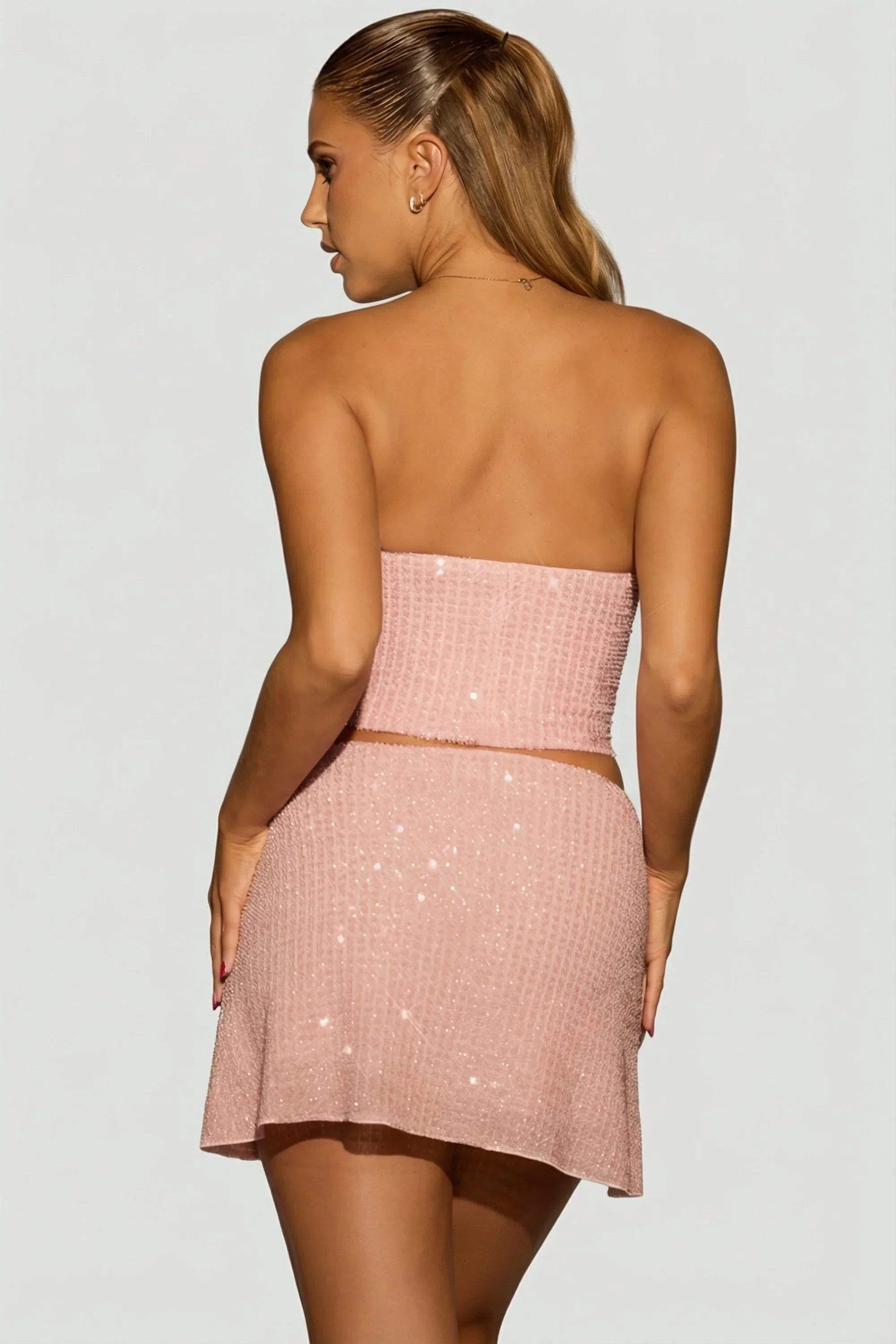 Embellished Draped Corset Top in Lavender Pink