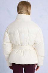 Waterproof Belted Oversized Ski Jacket in Ice