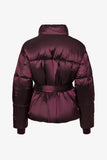 Waterproof Belted Oversized Ski Jacket in Burgundy