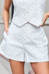 Meredith White And Pink Floral Shorts