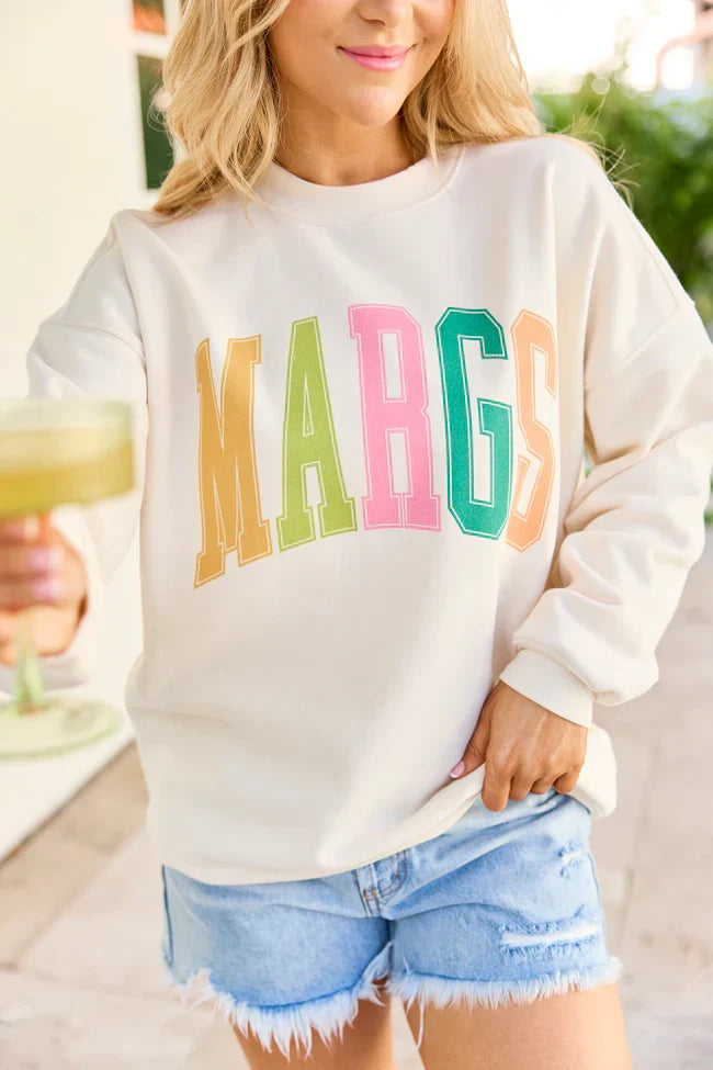 Margs Multi Block Cream Graphic Sweatshirt
