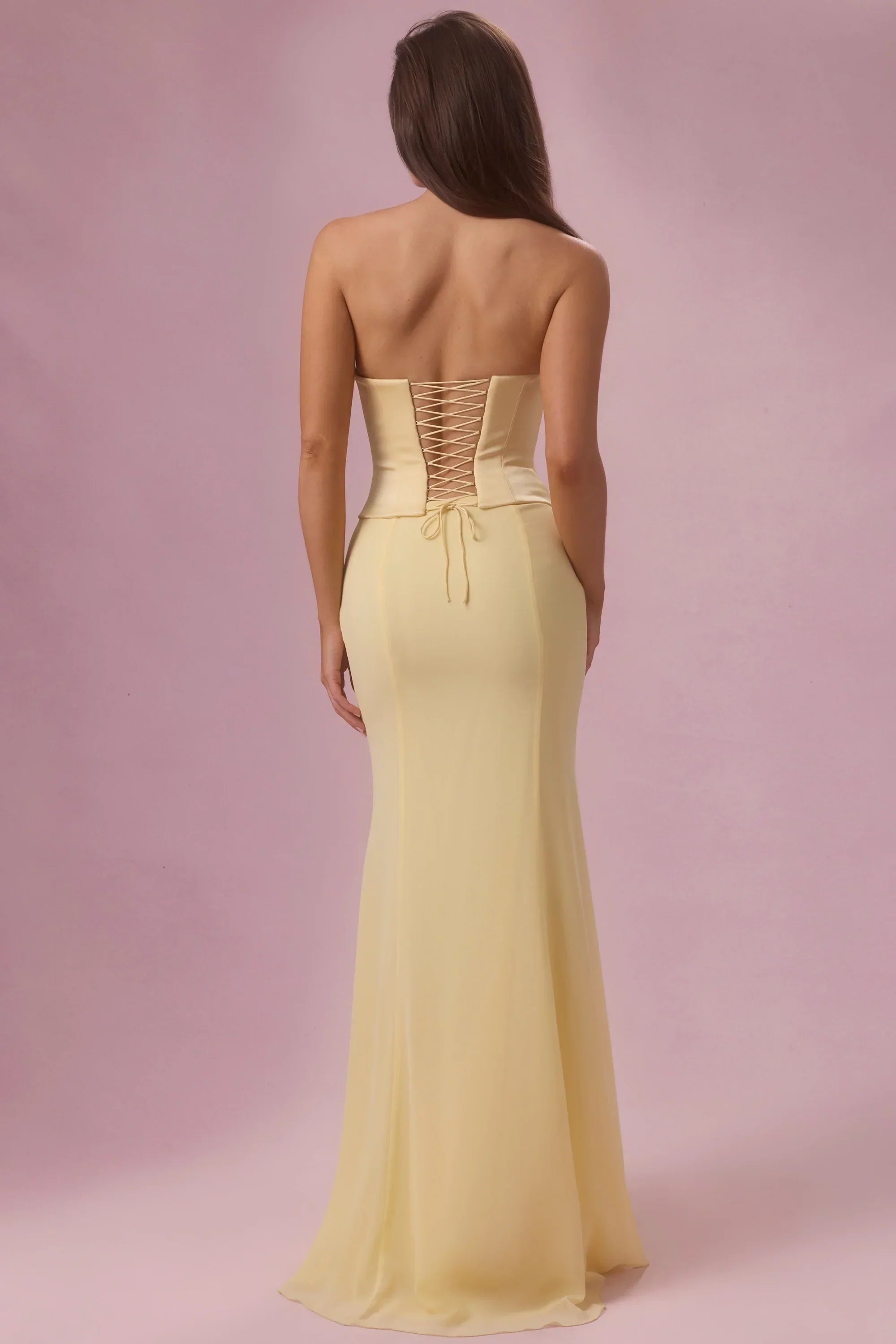Satin Corset Bridesmaid Dress in Butter Yellow