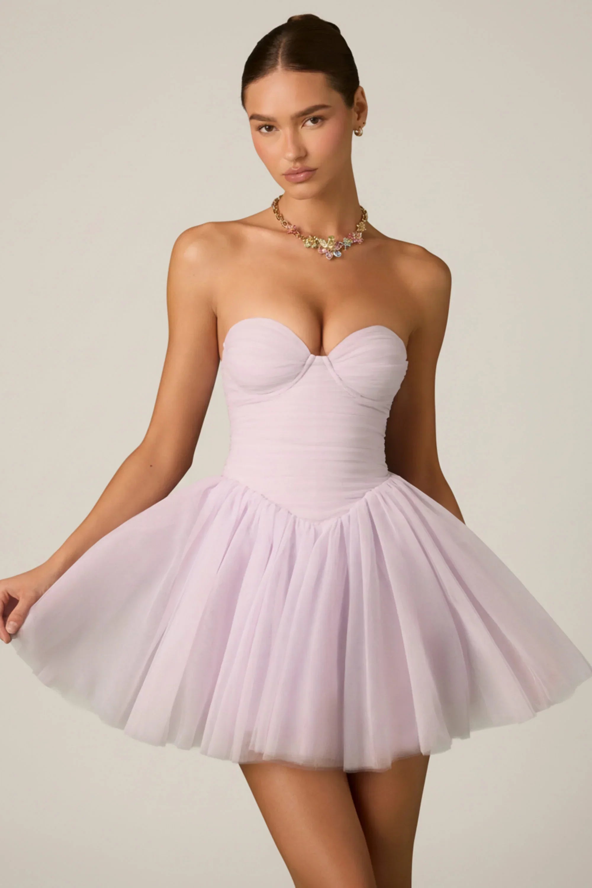 Tulle Corset Mini Dress in Lilac