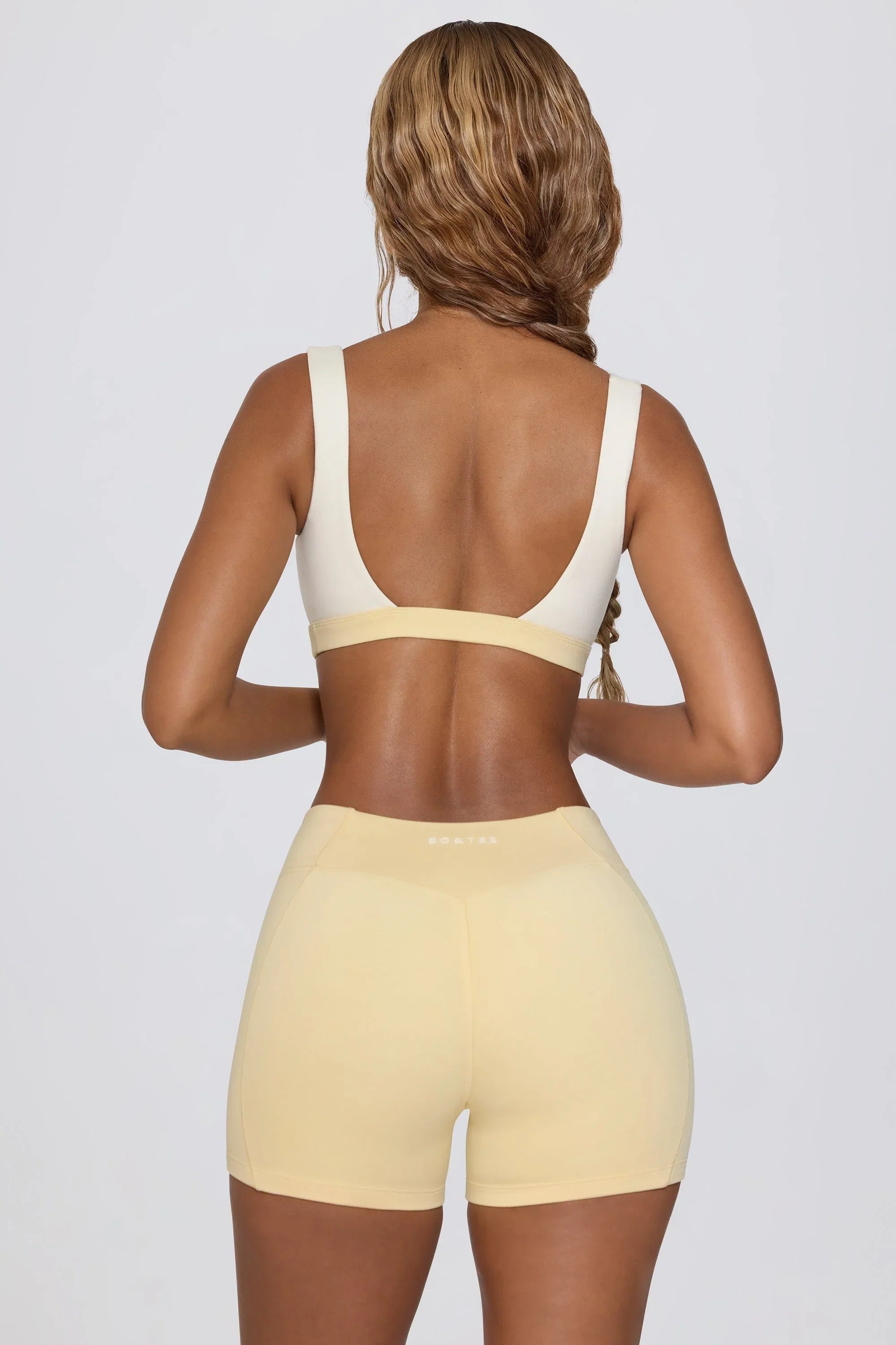 Ruched Mini Shorts in Lemon Marl
