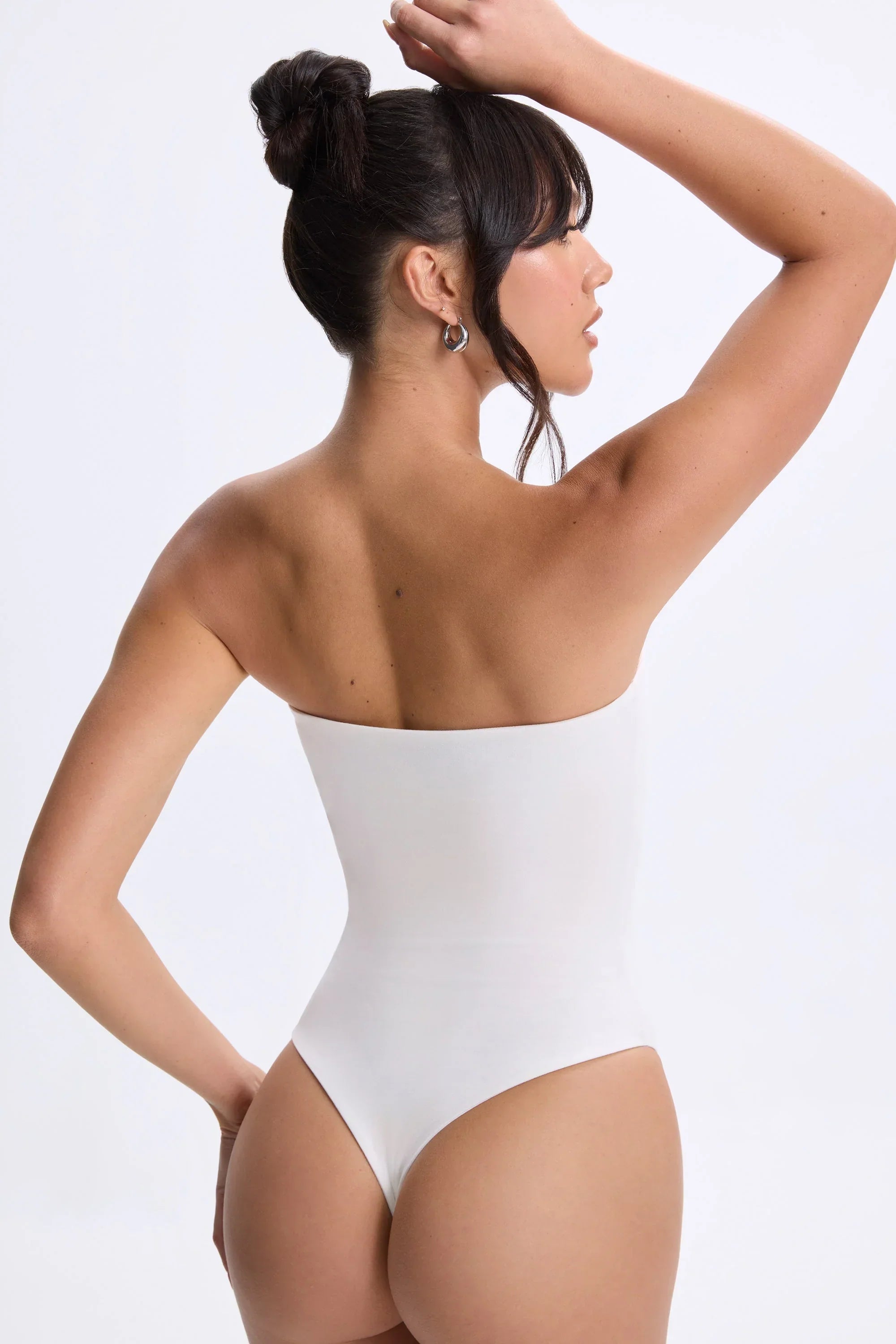 Modal Bandeau Thong Bodysuit in White