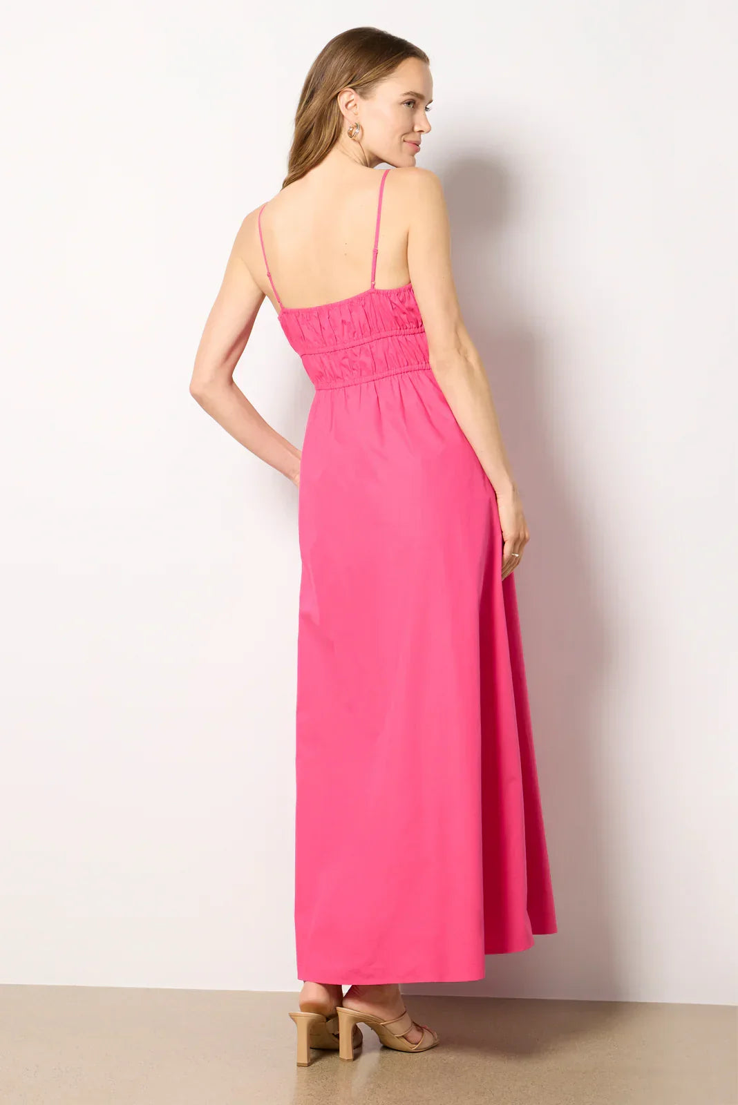 Poplin Ruched Maxi Dress