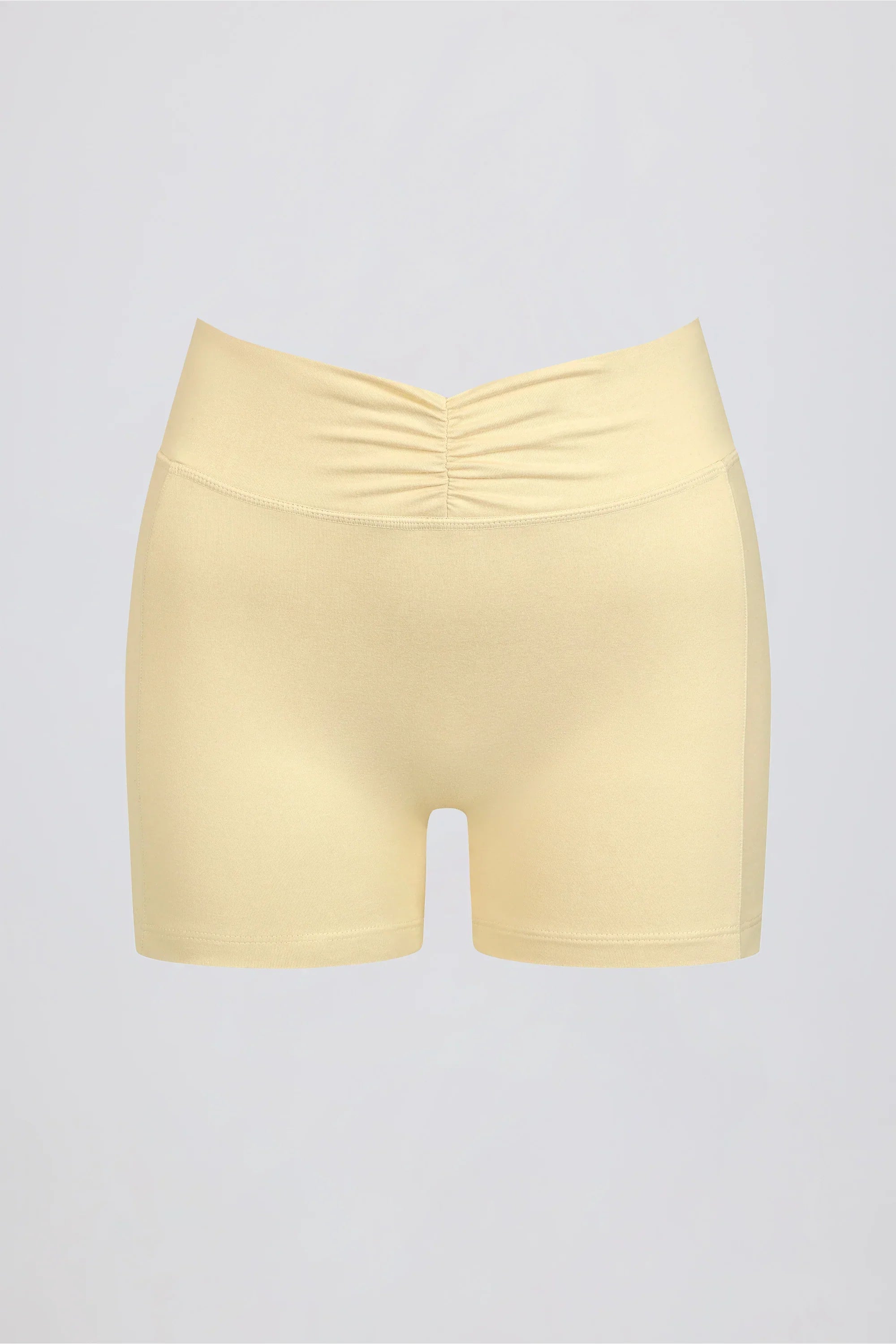 Ruched Mini Shorts in Lemon Marl