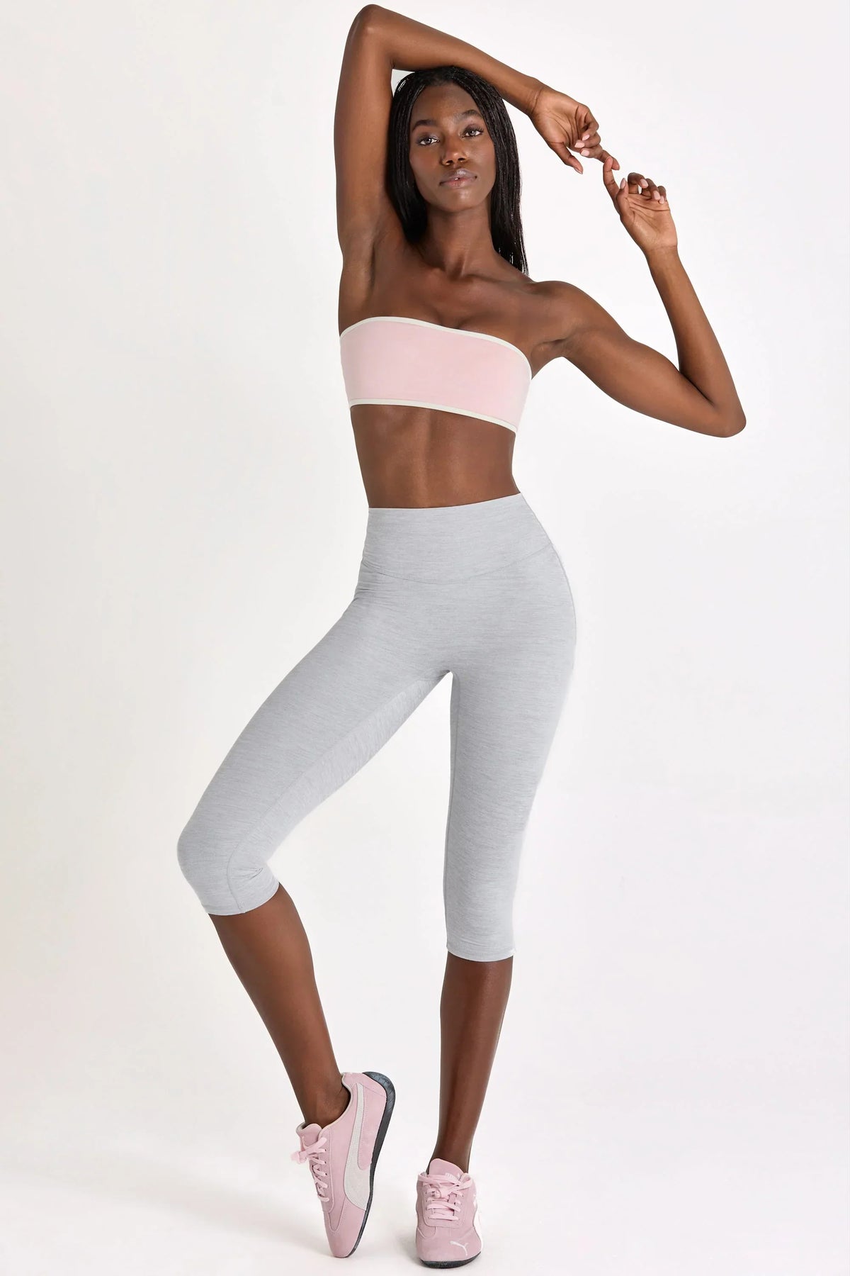 Soft Active Capri Leggings in Grey Marl
