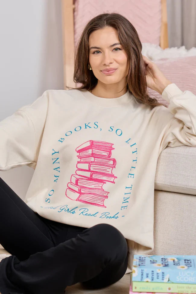 Cool Girls Read Books Cream Graphic Sweatshirt