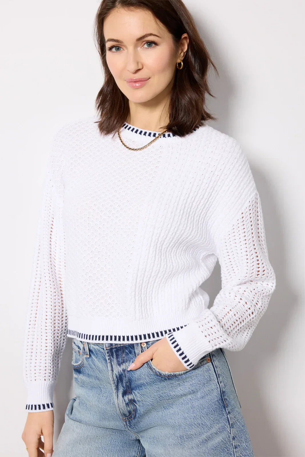 Uma Mixed Stitch Crew Neck