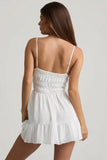 Shirred Camisole Mini Dress in White