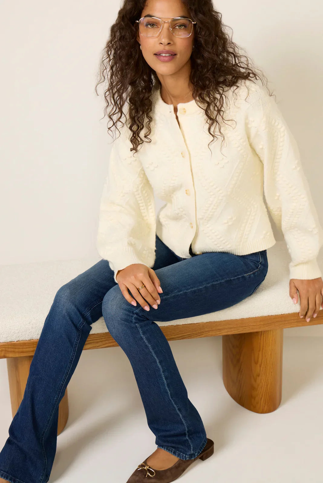 Kitty Bobble Crew Cardigan
