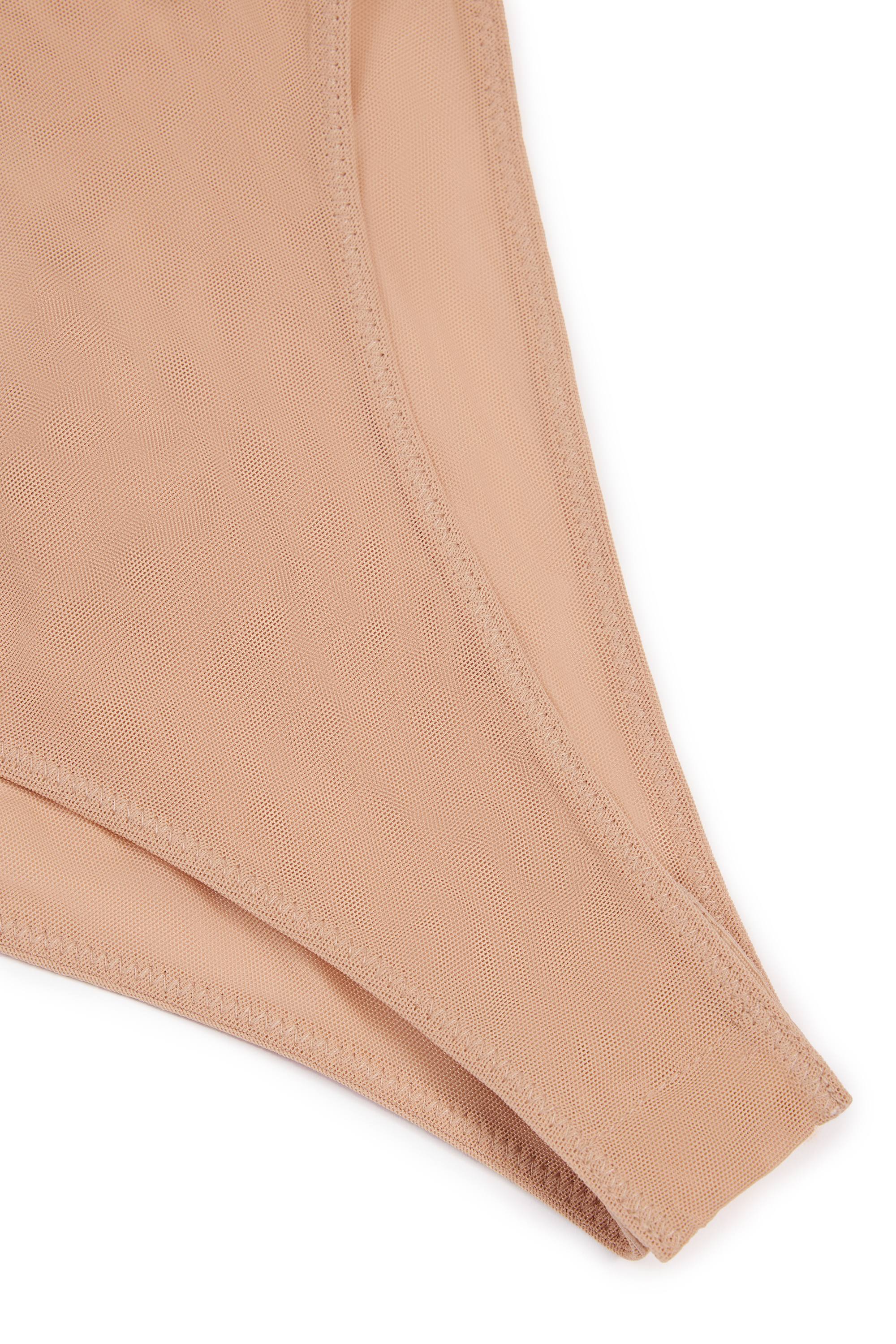 Soft Mesh Invisible Strap Thong Bodysuit in Warm Peach