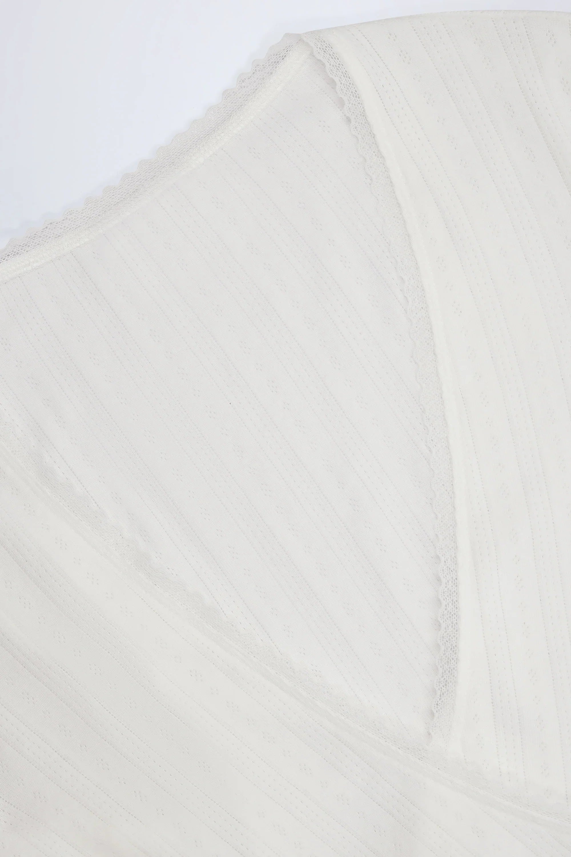 Pointelle Wrap Crop Top in White