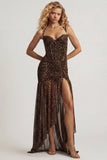 Ruched Asymmetric Corset Gown in Leopard Print