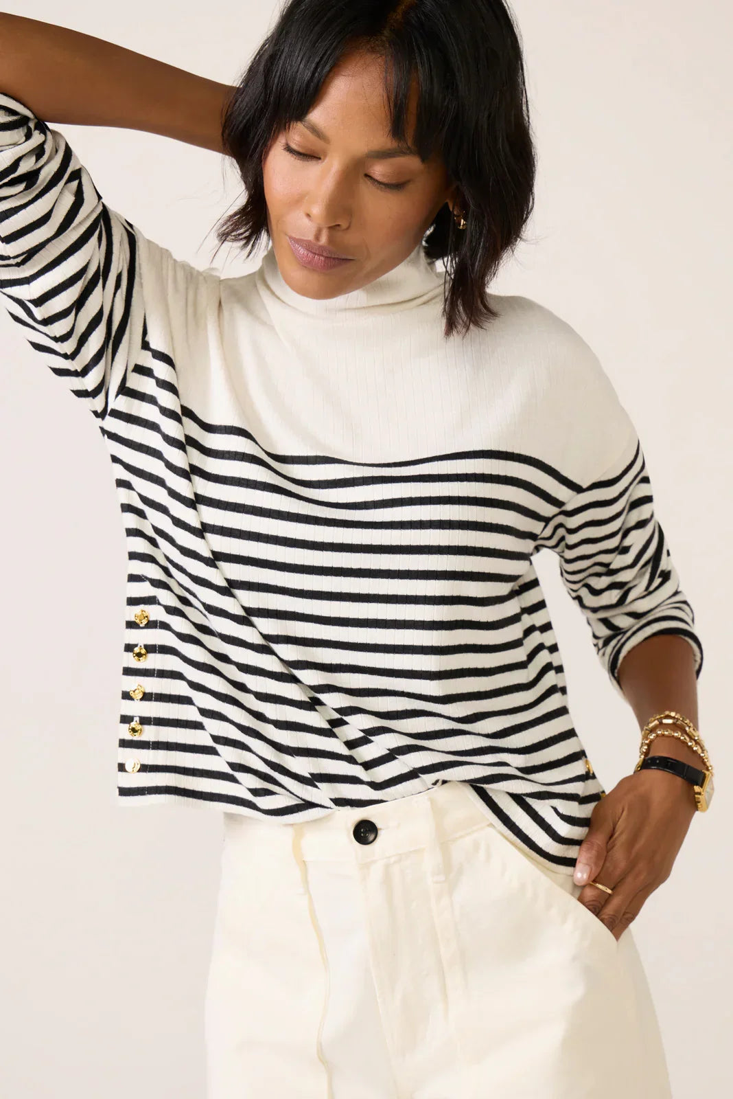 The Knit Rib Stripe Turtleneck