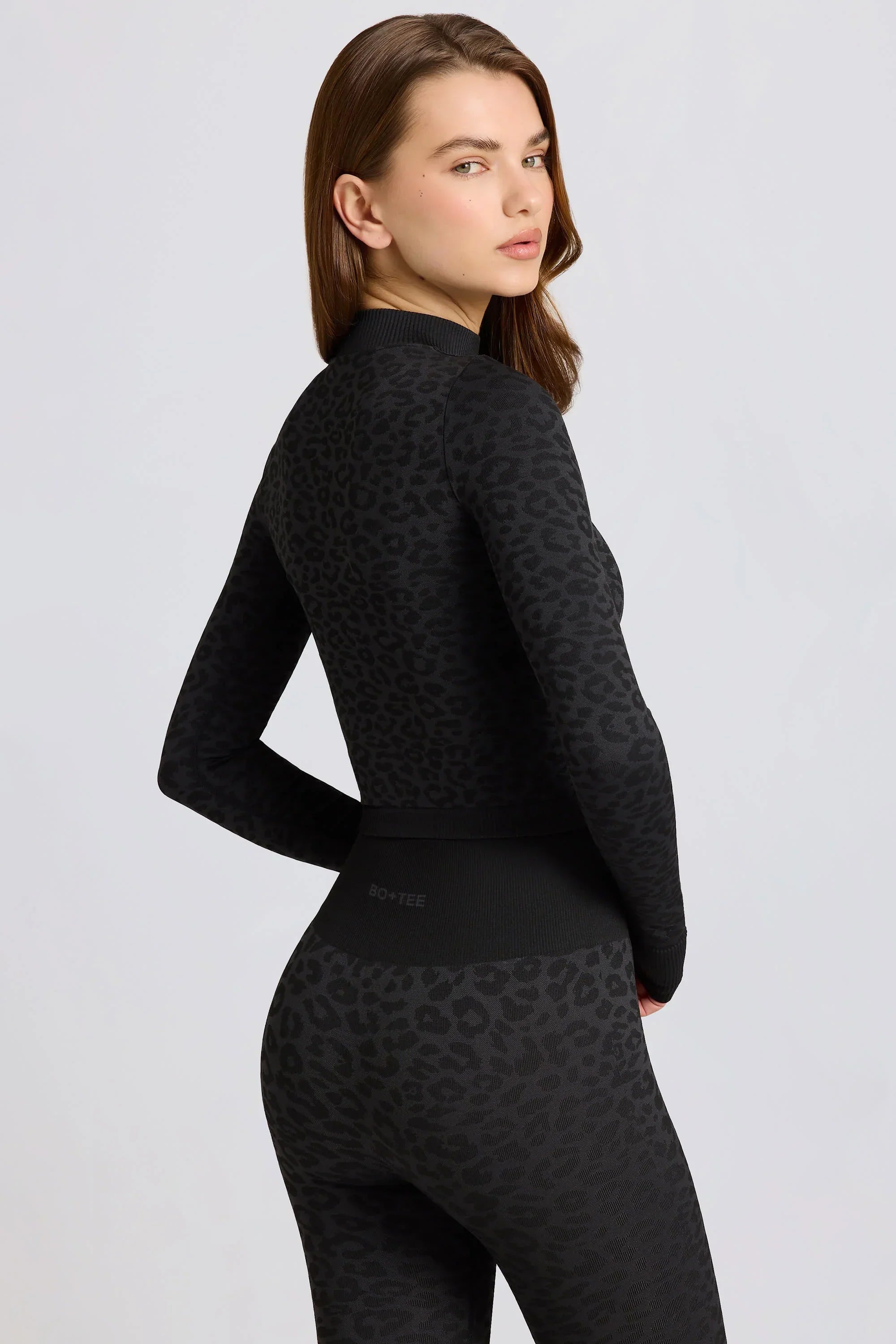 Thermal Long Sleeve Top in Black Leopard