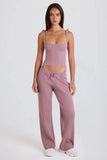 Ribbed Knit Tie Tank Top in Mauve