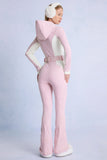 Waterproof Hooded Fitted Ski Suit in Powder Pink