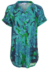 Beach Button Down Shirt Desert Floral Blue