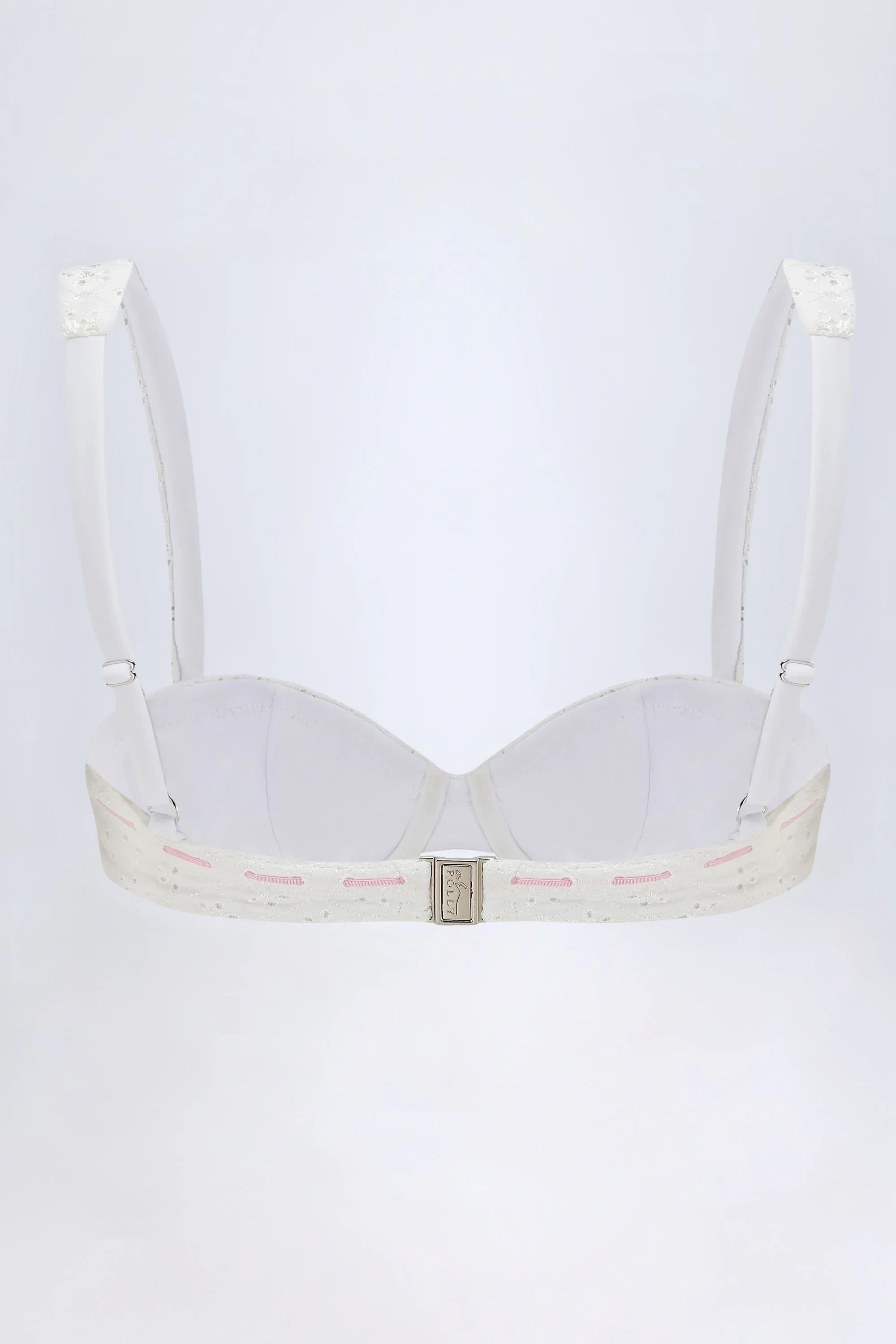 Broderie Anglaise Underwired Balconette Bikini Top in White