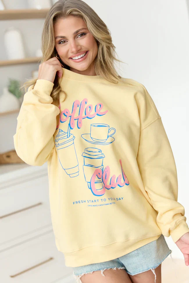 Coffee Club Yellow Graphic Sweatshirt