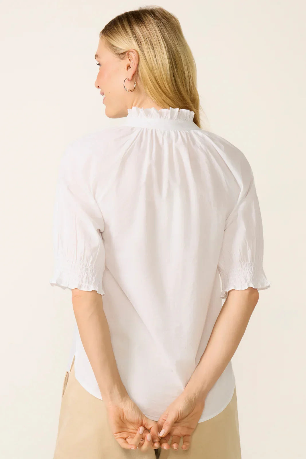 Short Sleeve Ruffle Neck Shirt
