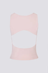 Soft Active Boat Neck Open Back Tank Top in Ballet Pink
