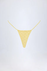 Broderie Anglaise Drawstring Bikini Bottoms in Lemon Yellow