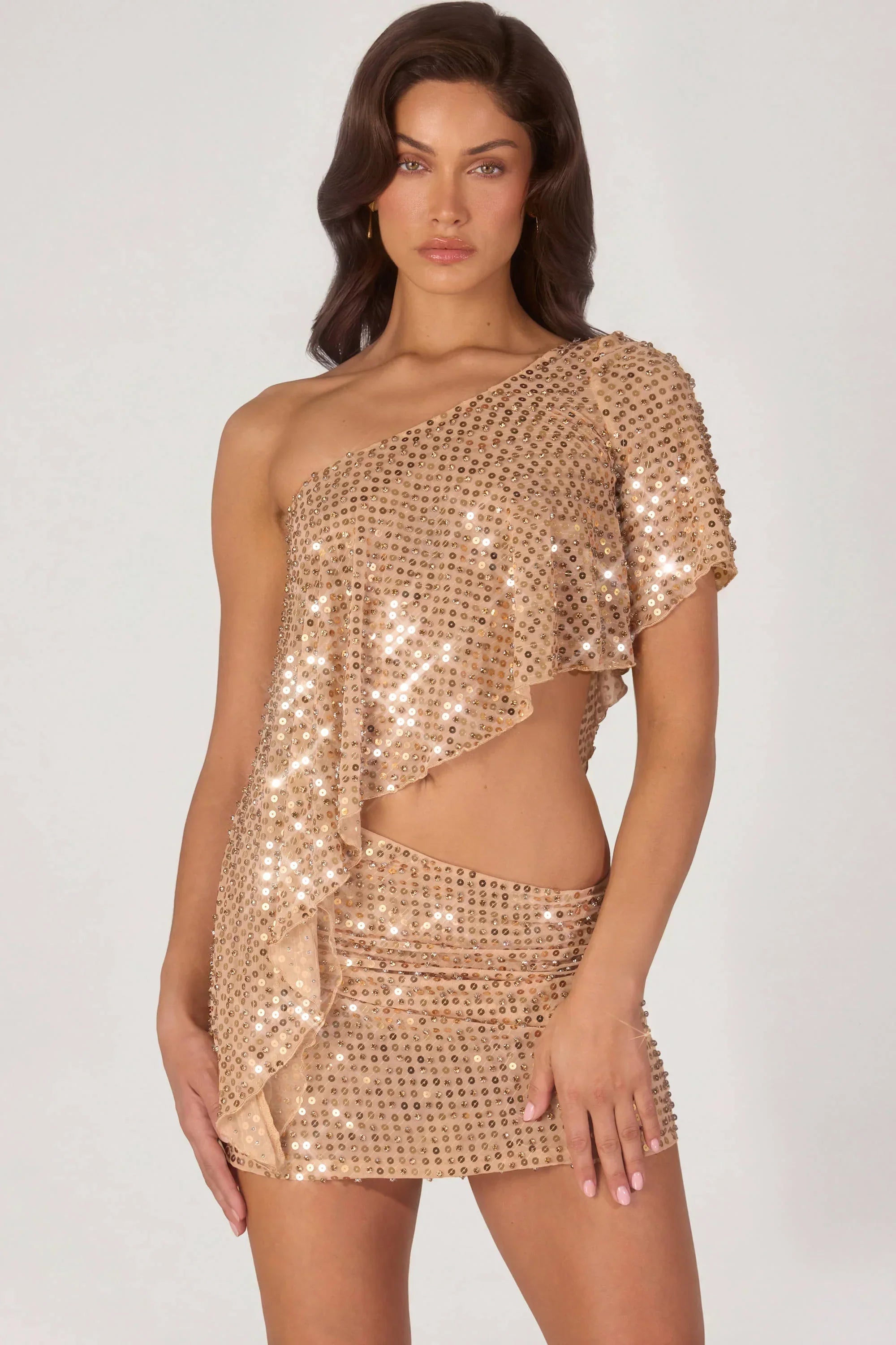 Embellished Micro Mini Skirt in Gold