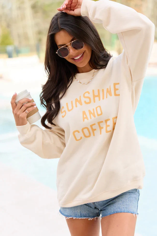 Sunshine And Coffee Cream Graphic Sweatshirt