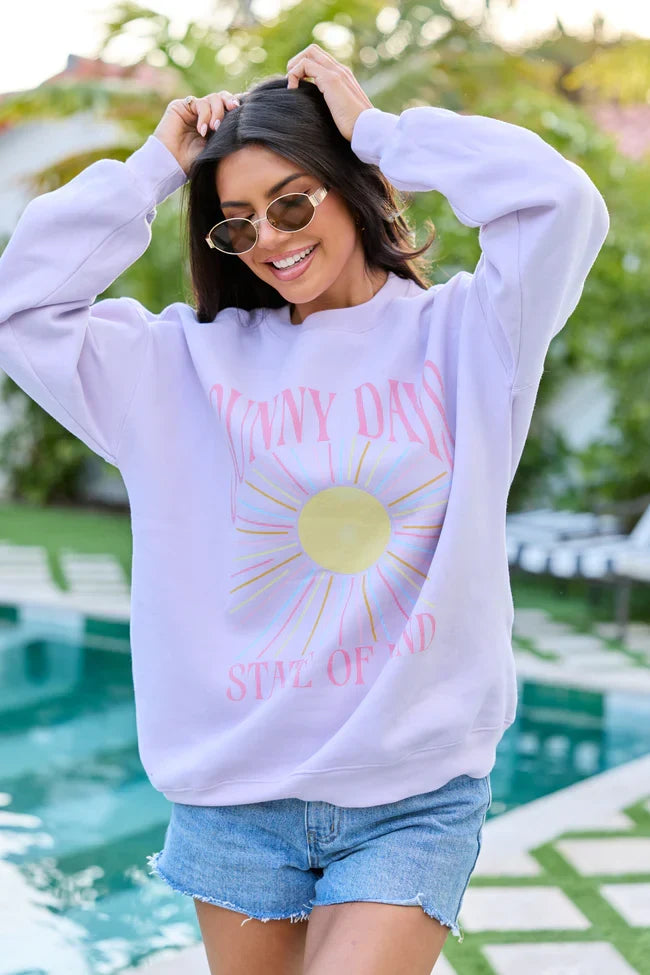 Sunny Days State Of Mind Purple Graphic Sweatshirt