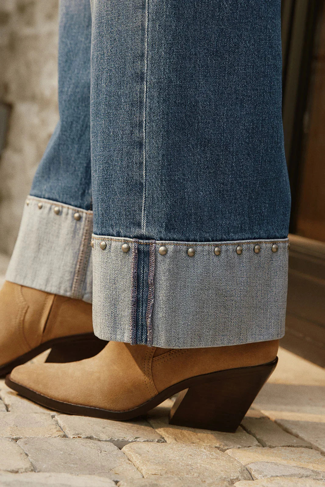 Ever Vintage Hem w Studs Wide Leg Jean