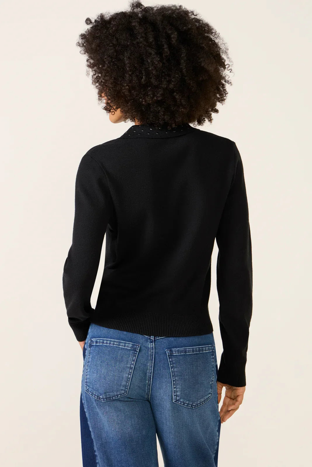 Matty Studded Collar Polo Sweater