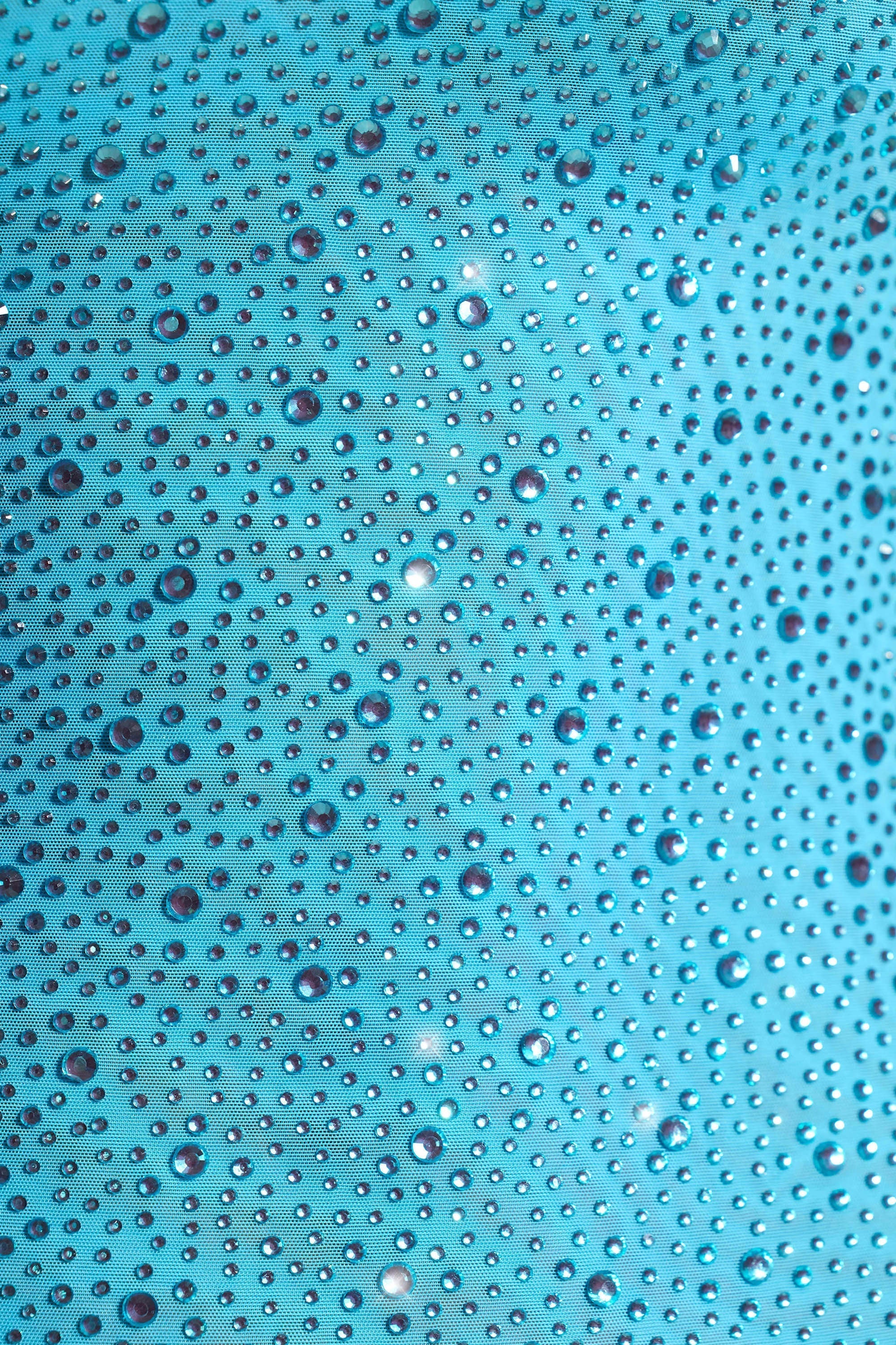 Embellished Bodycon Mini Dress in Aqua Blue