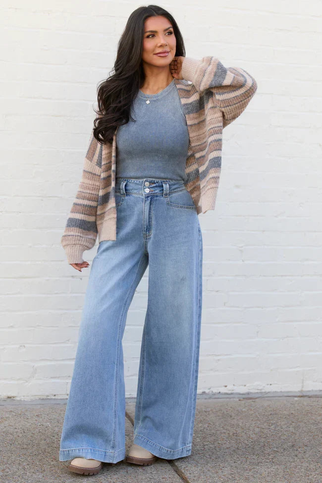 Back To Square One Acid Washed Ribbed High Neck Tank
