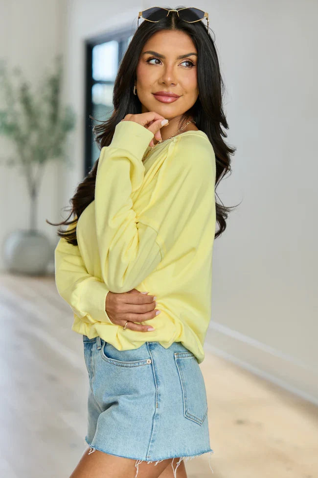 Prestyn Yellow Bubble Long Sleeve Top